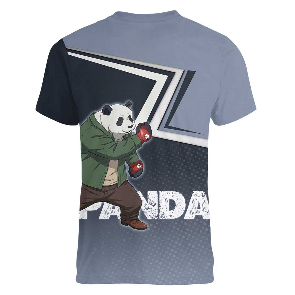Panda Women V-Neck T-Shirt Urban Anime Combat Style