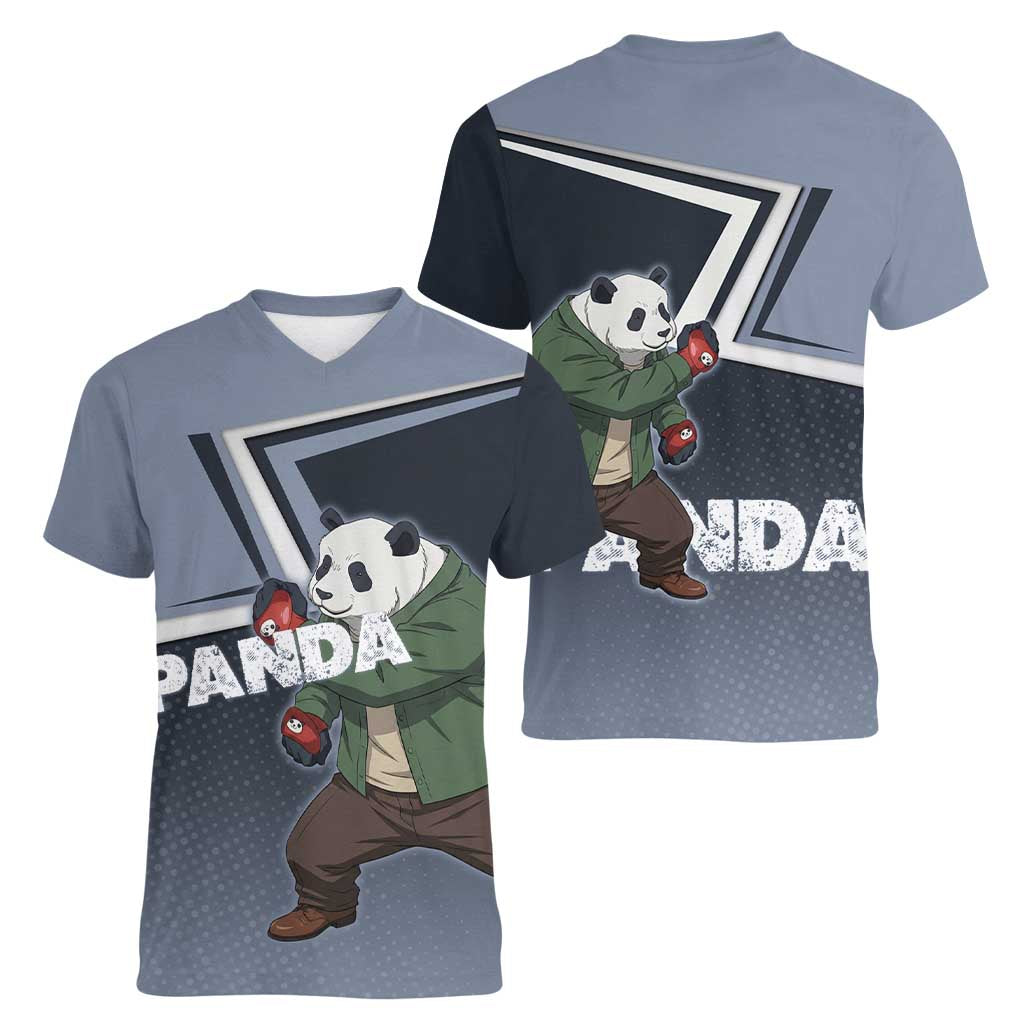 Panda Women V-Neck T-Shirt Urban Anime Combat Style