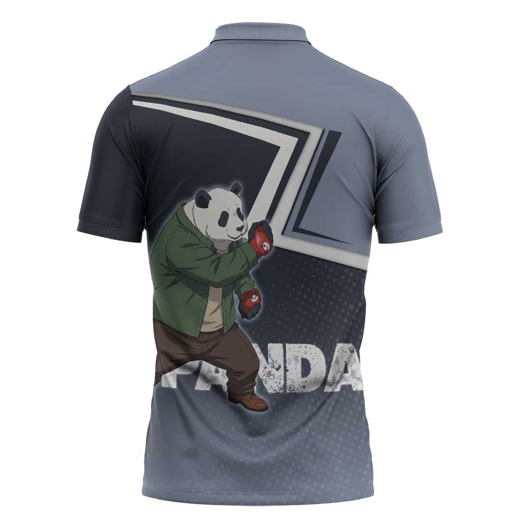 Panda Zipper Polo Shirt Urban Anime Combat Style