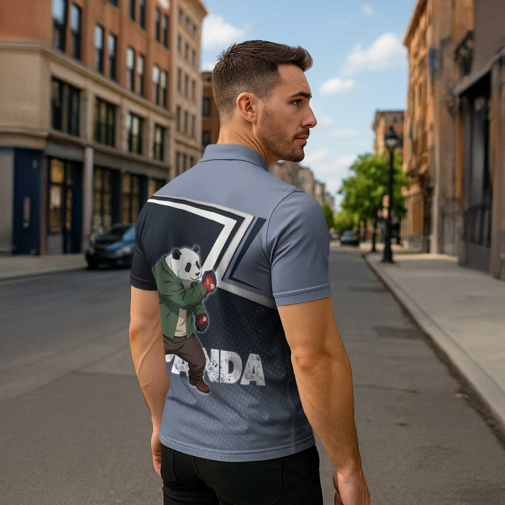 Panda Zipper Polo Shirt Urban Anime Combat Style