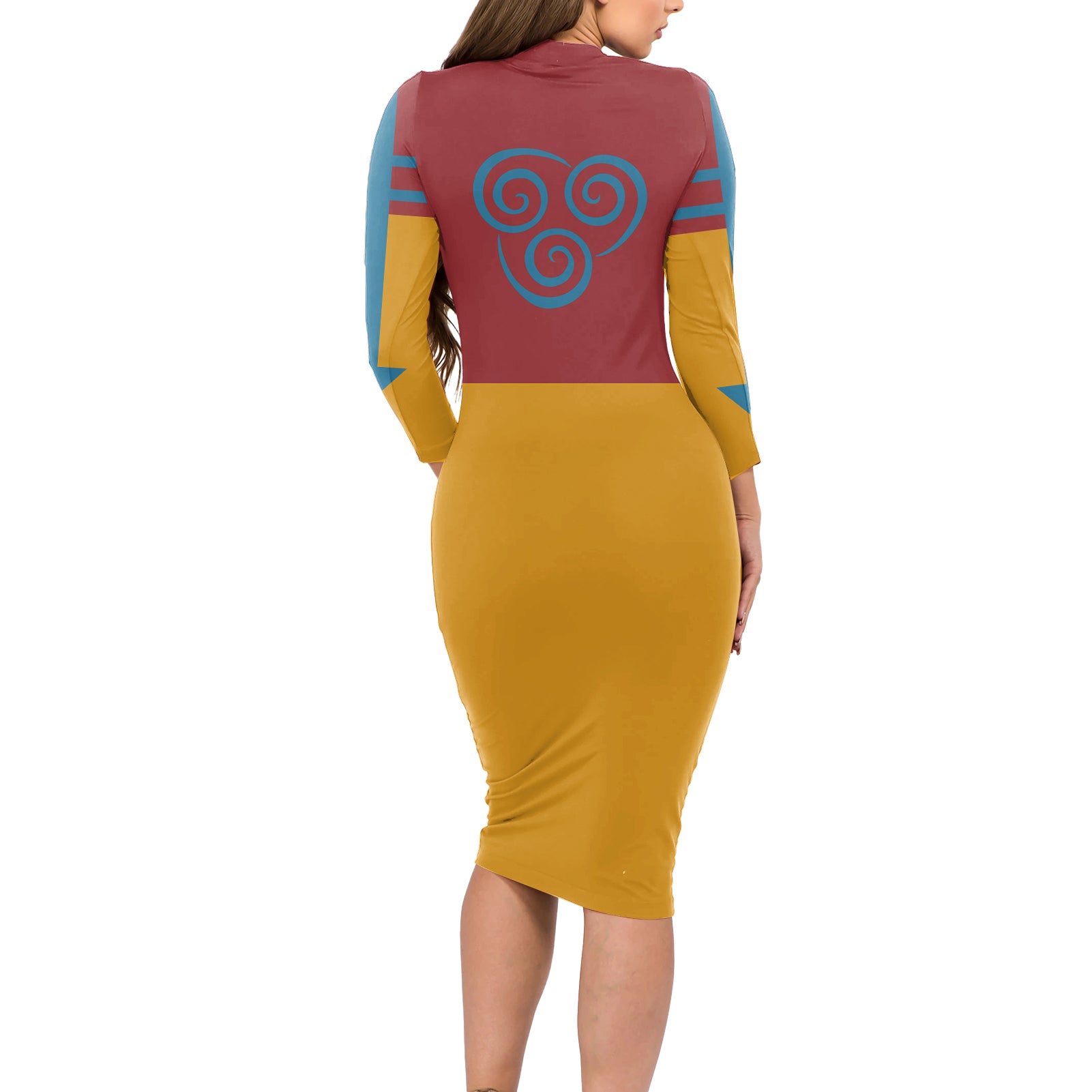 Avatar Aang Airbending Long Sleeve Bodycon Dress