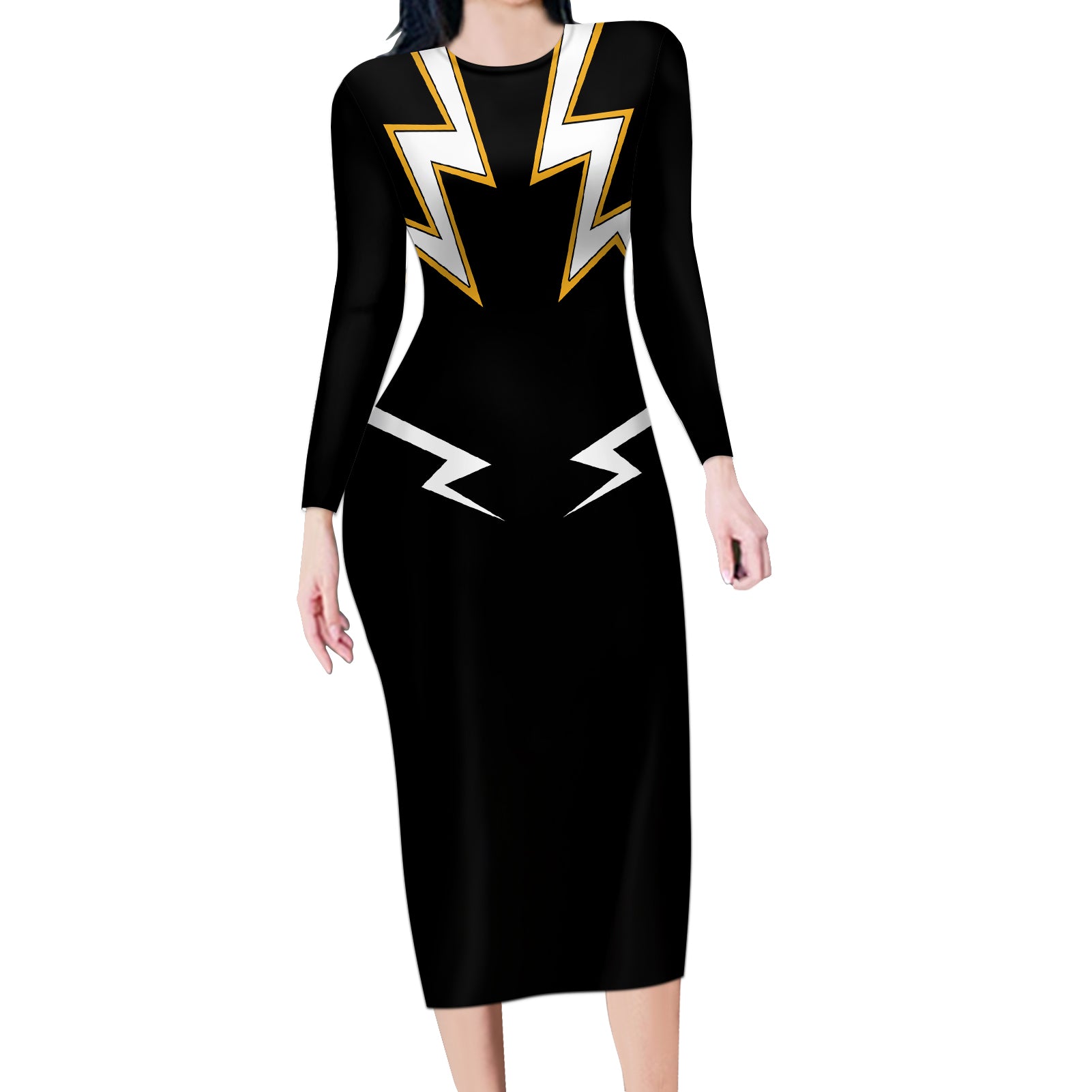 Denki Kaminari - Hero Anime Long Sleeve Bodycon Dress