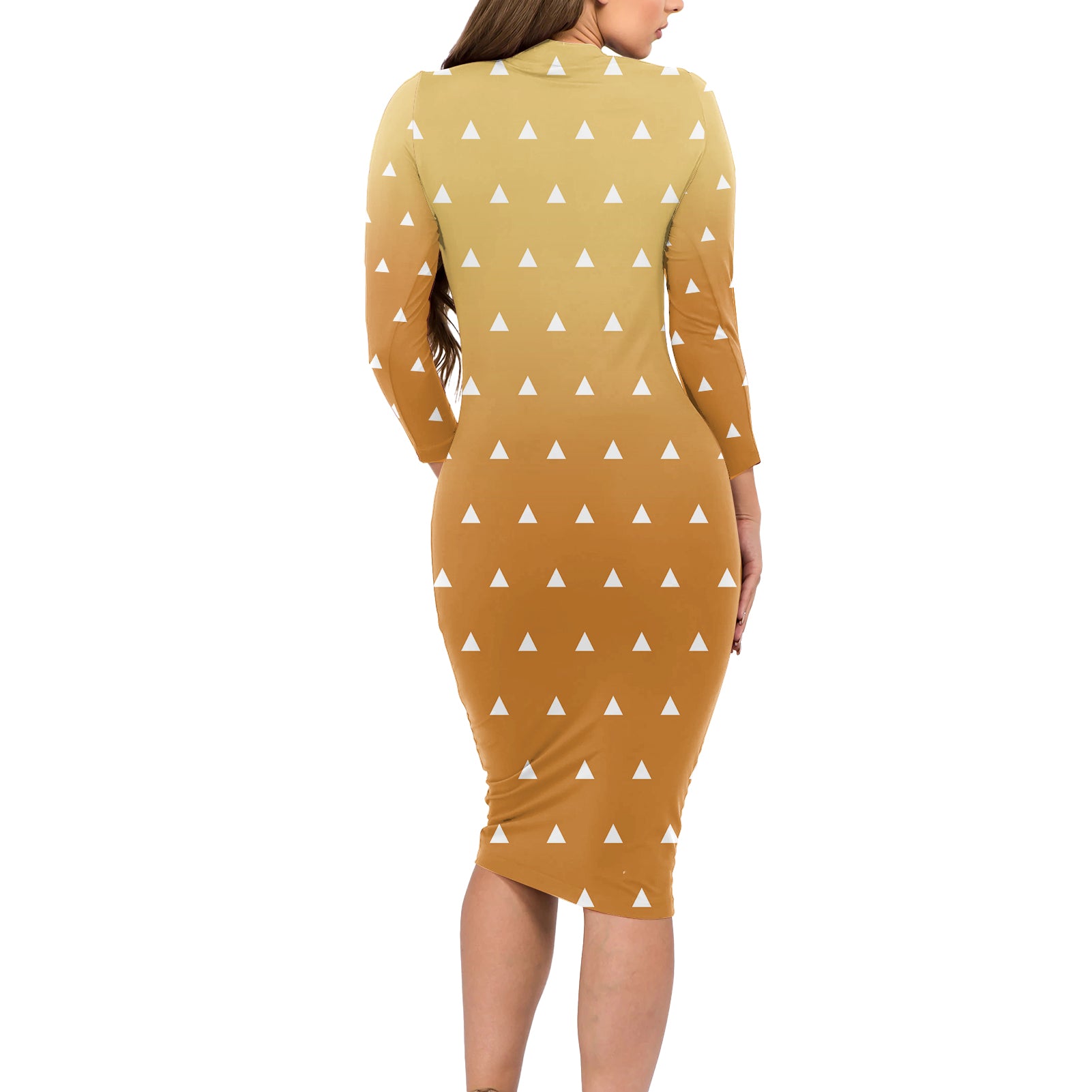 Zenitsu Shirt Design - Pattern Style Long Sleeve Bodycon Dress