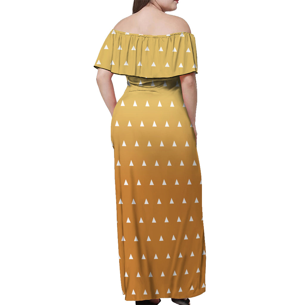 Zenitsu Shirt Design - Pattern Style Off Shoulder Maxi Dress