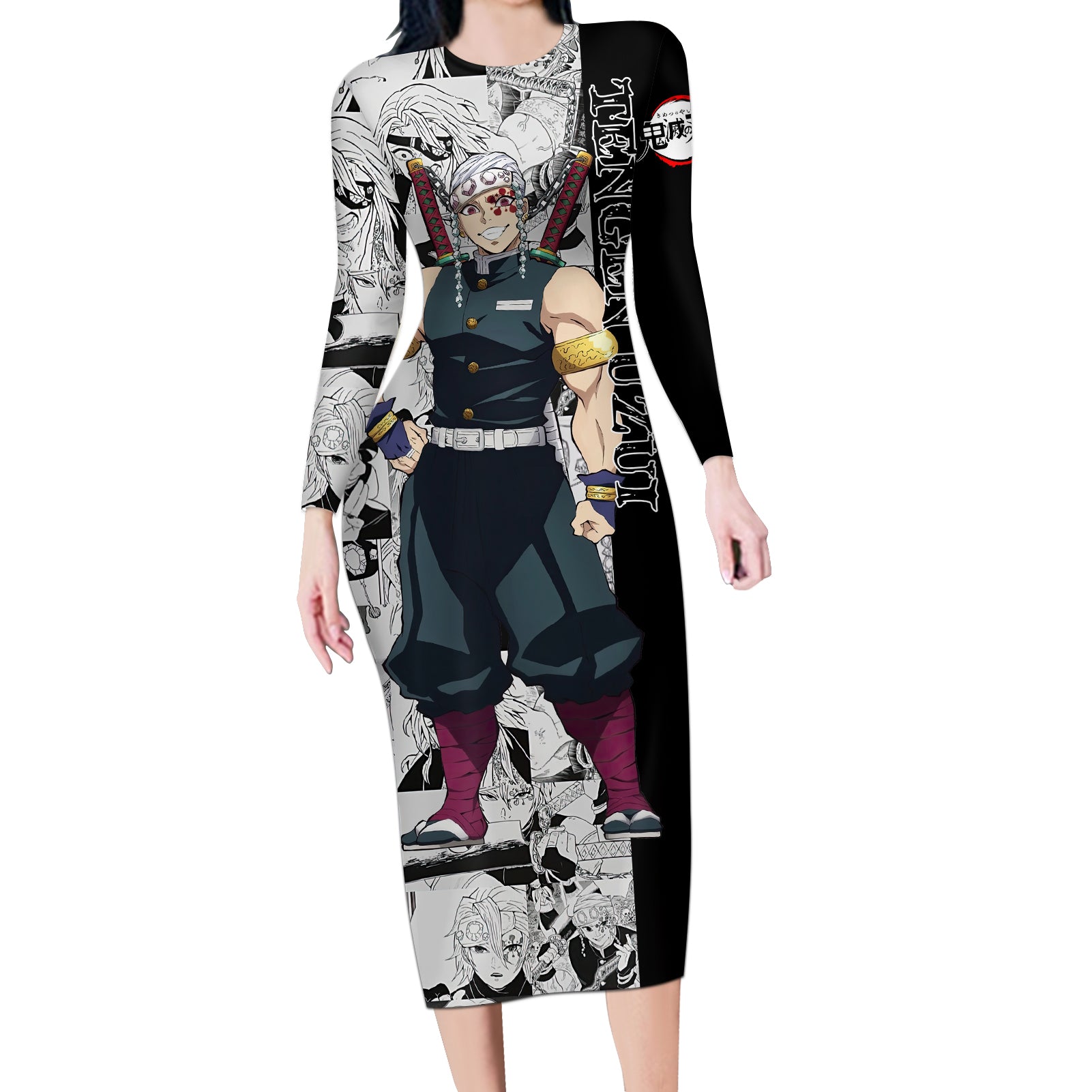 Tengen Uzui - Manga Style Long Sleeve Bodycon Dress