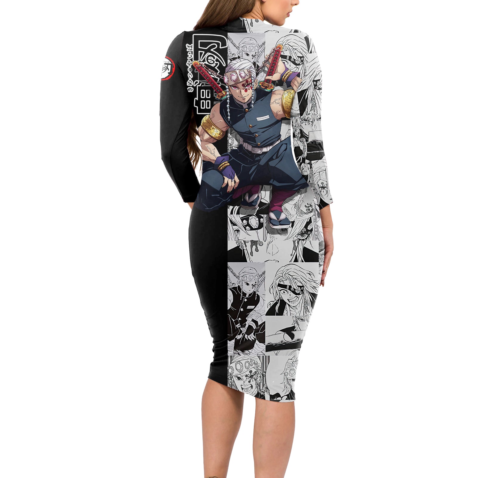 Tengen Uzui - Manga Style Long Sleeve Bodycon Dress