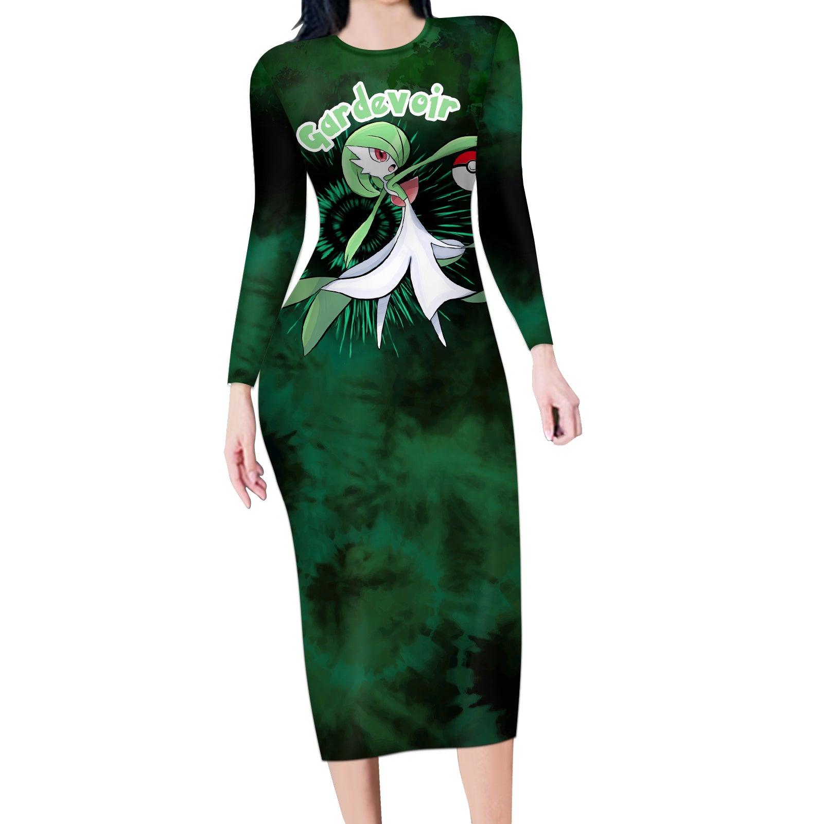 Gardevoir - Tie Dye Style Long Sleeve Bodycon Dress