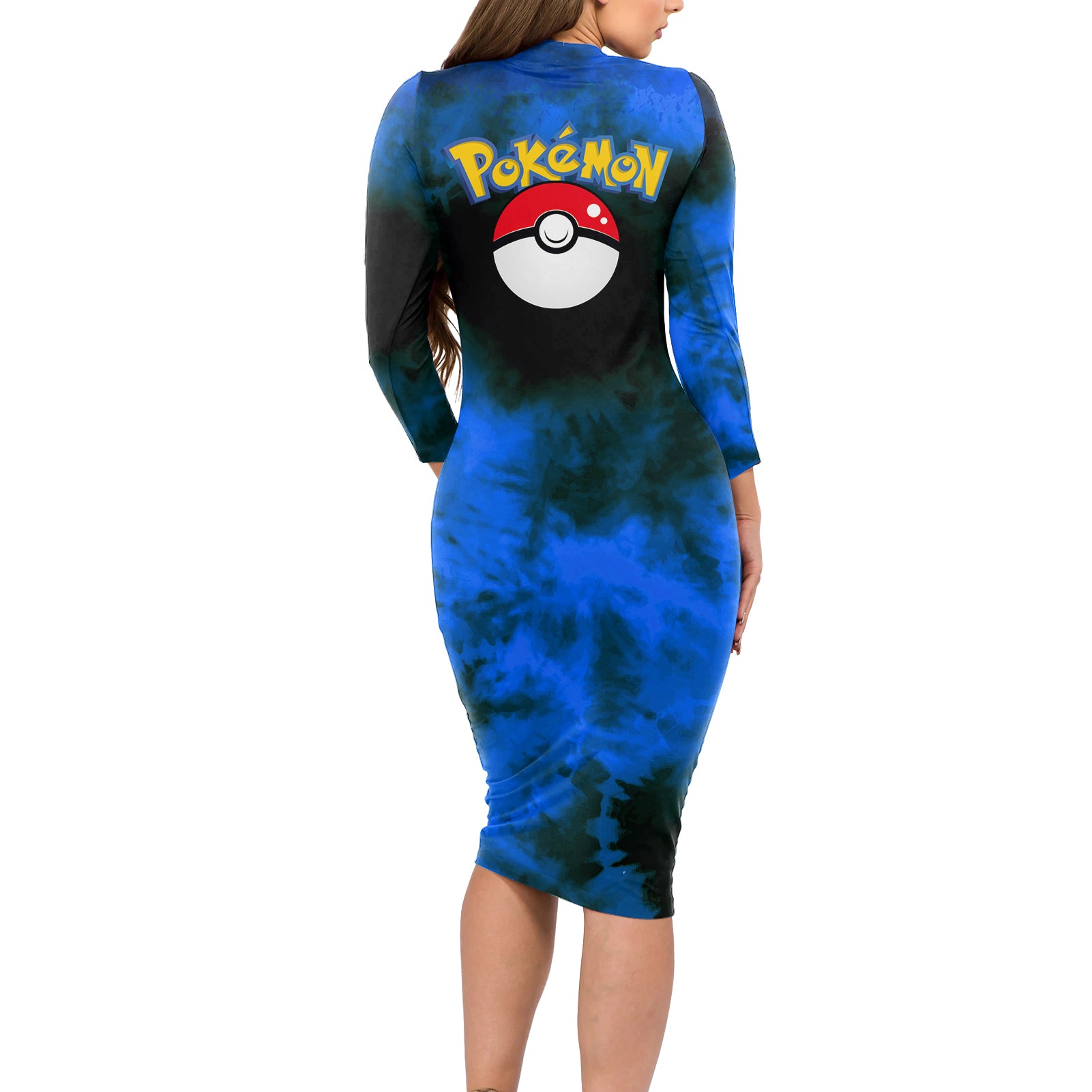 Snorlax - Tie Dye Style Long Sleeve Bodycon Dress