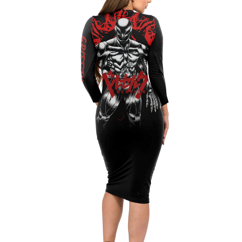 Griffith Berserk Long Sleeve Bodycon Dress Black Blood Style