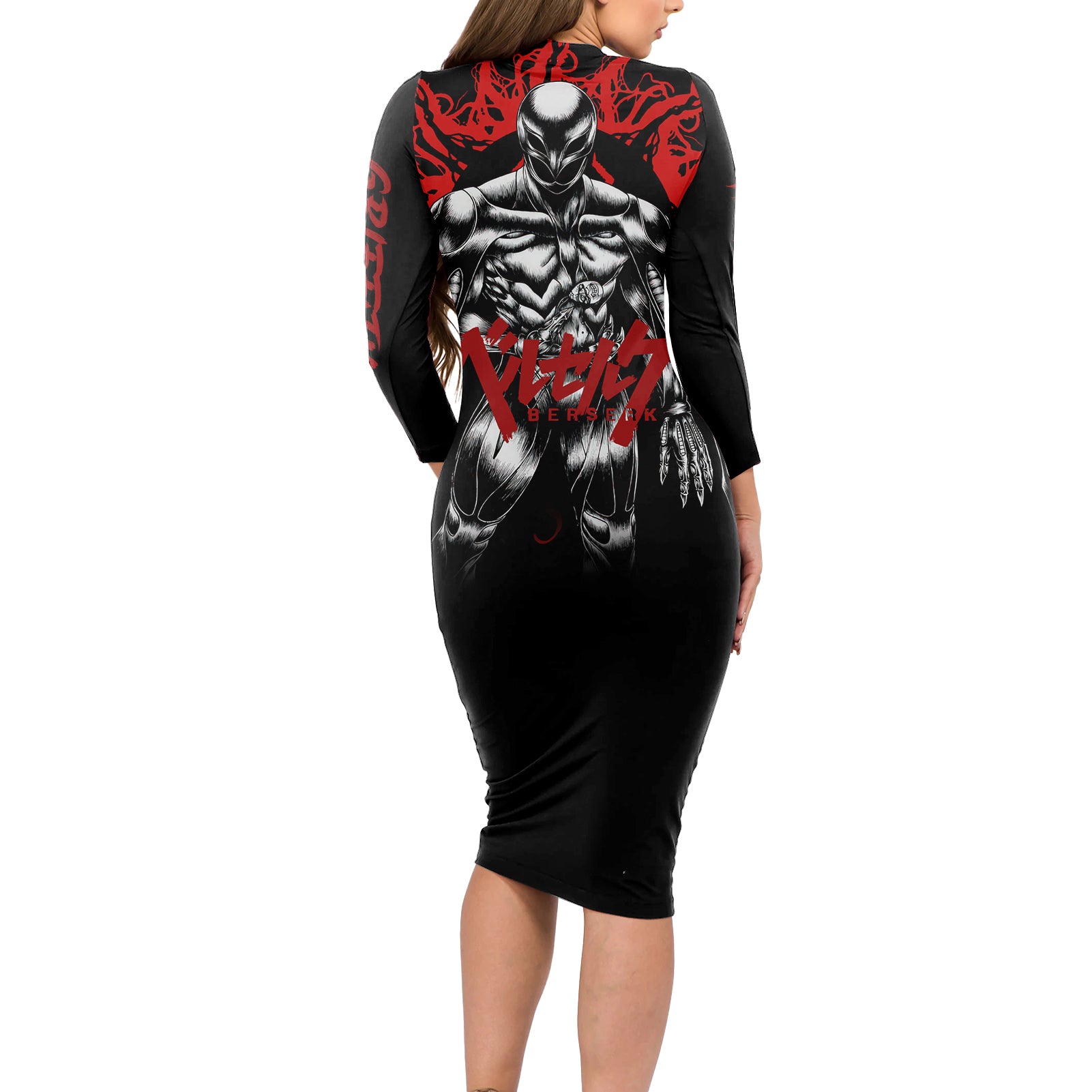 Griffith Berserk Long Sleeve Bodycon Dress Black Blood Style