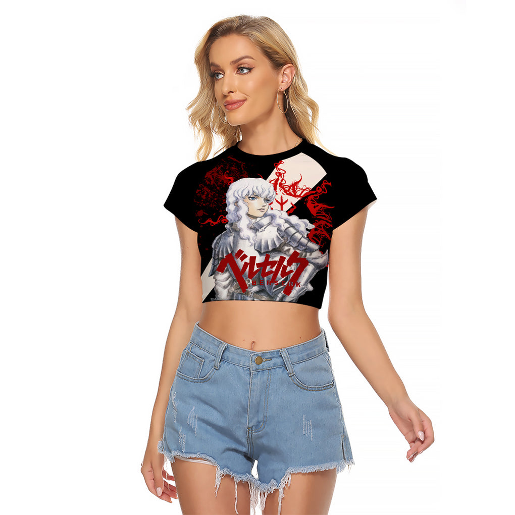 Griffith Berserk Raglan Cropped T Shirt Black Blood Style