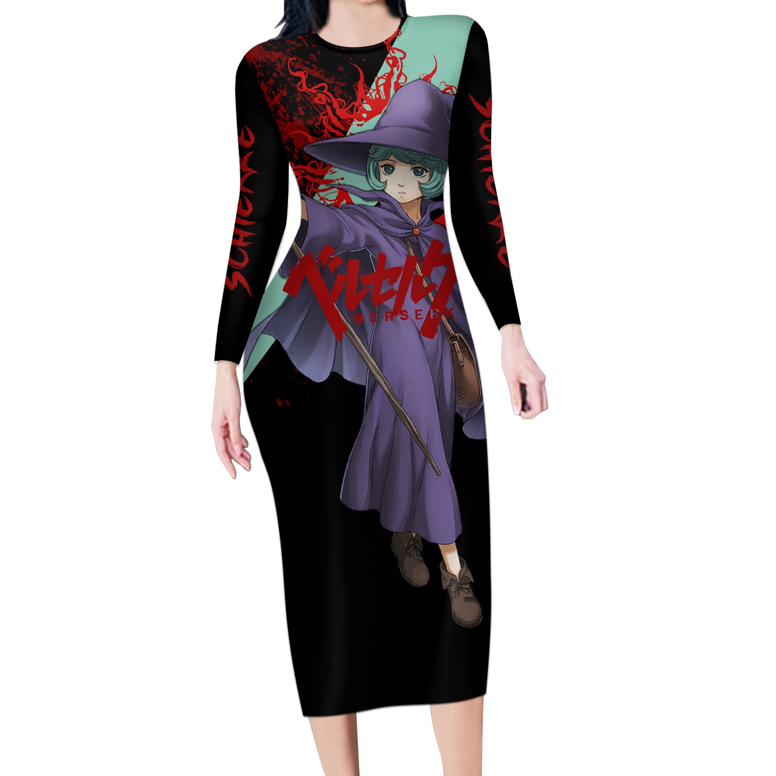 Schierke Basrard Long Sleeve Bodycon Dress Anime Style