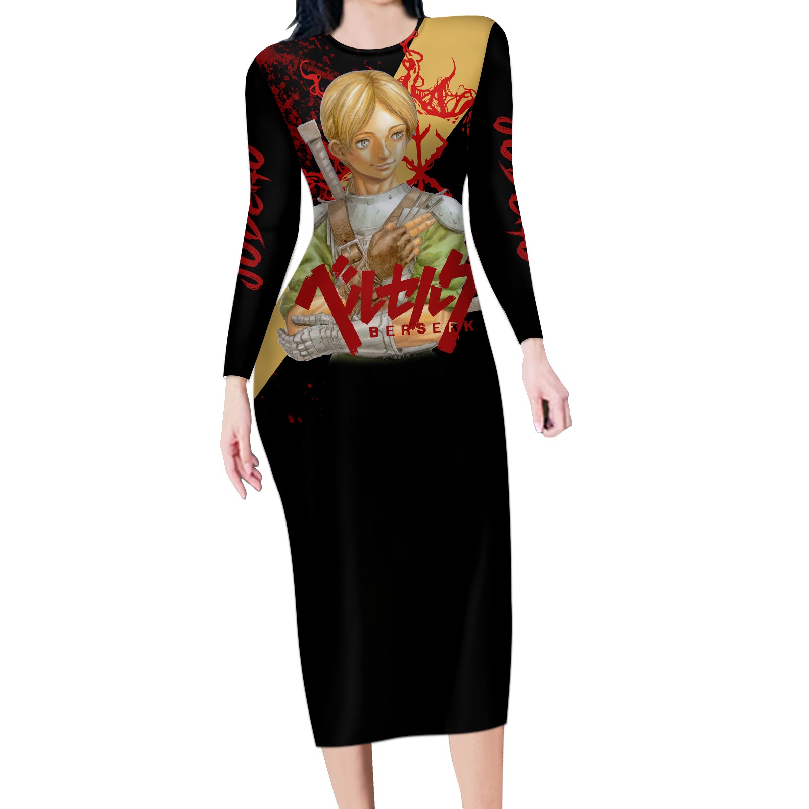 Judeau Berserk Long Sleeve Bodycon Dress Black Blood Style