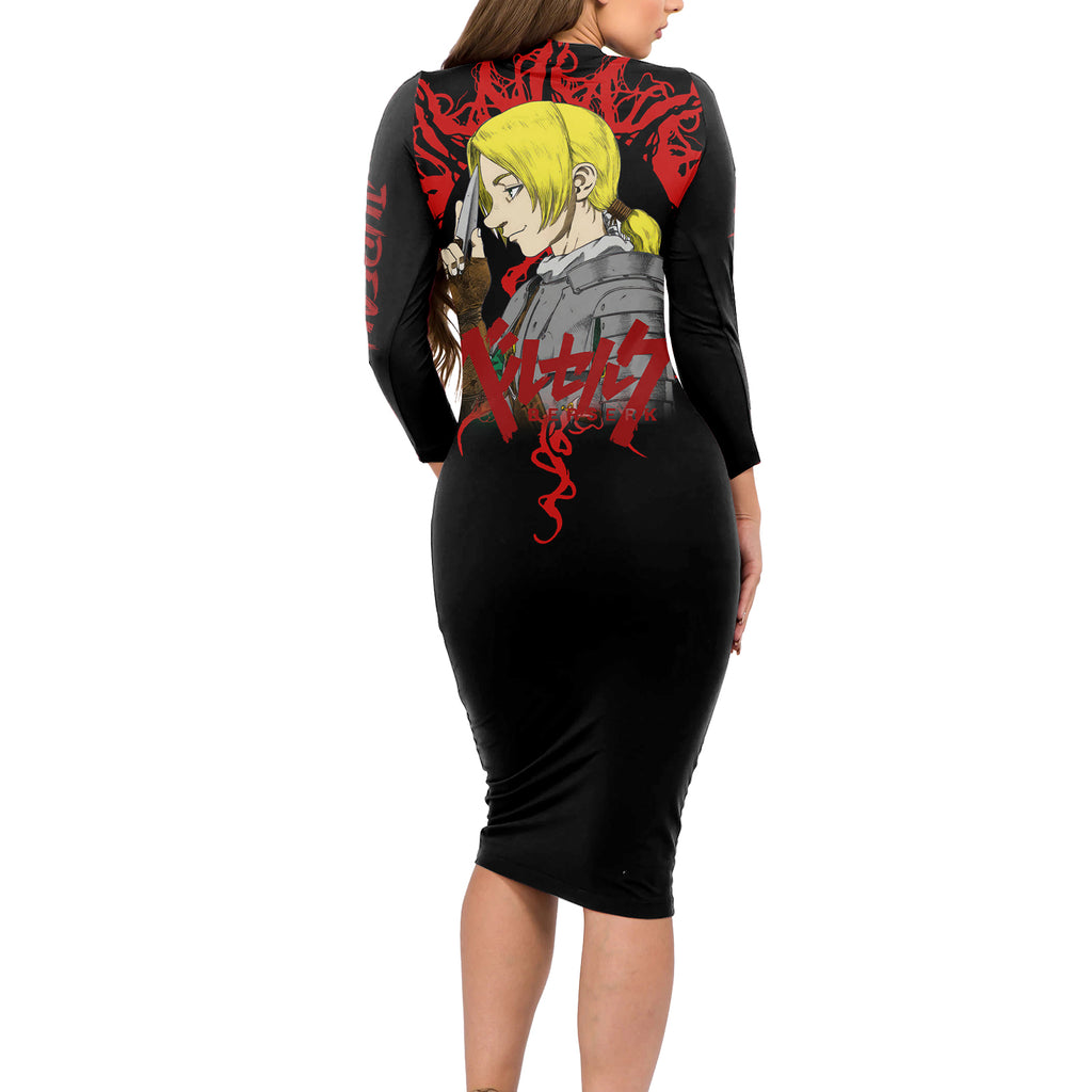 Judeau Berserk Long Sleeve Bodycon Dress Black Blood Style