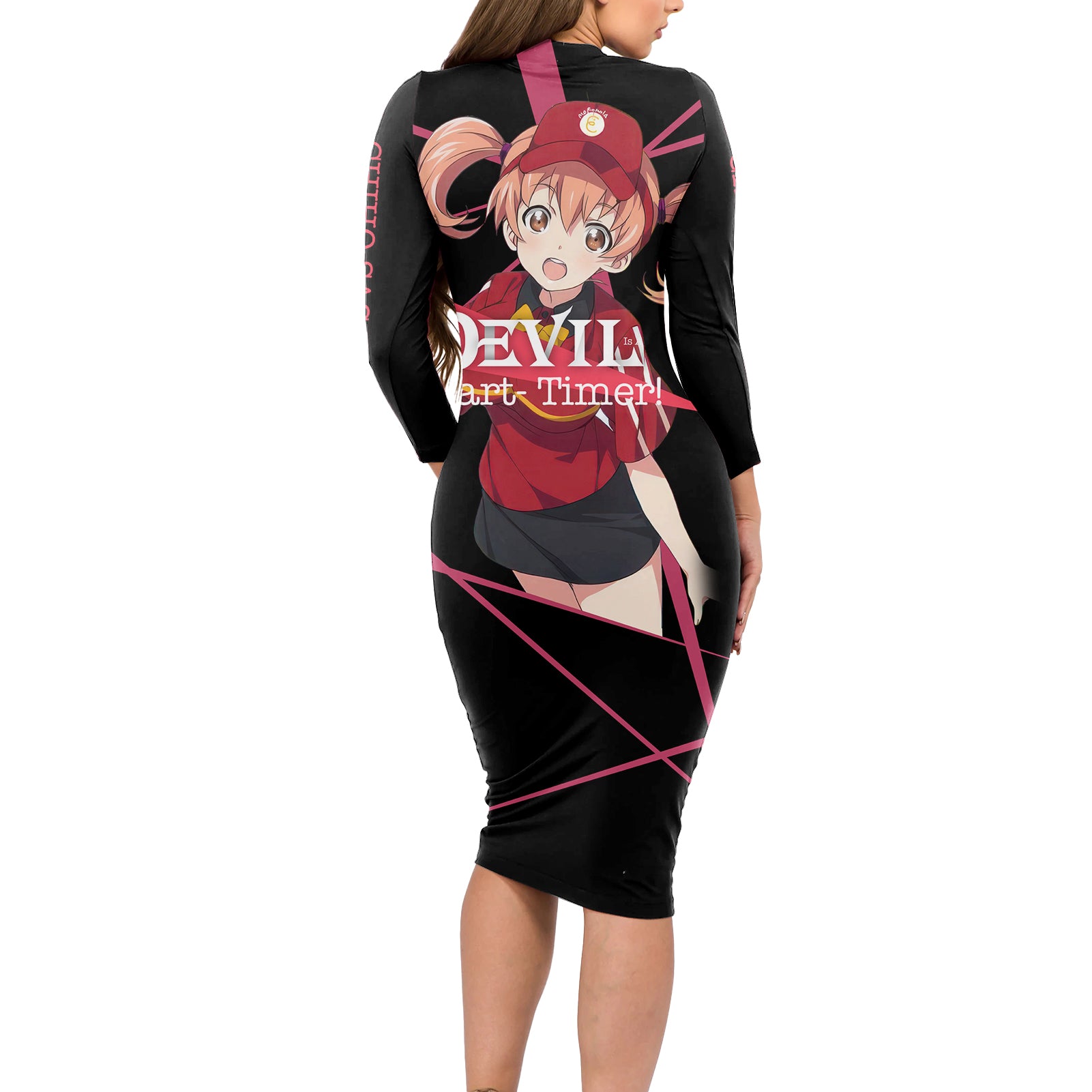 Chiho Sasaki The Devil Part Timer Long Sleeve Bodycon Dress Anime Style