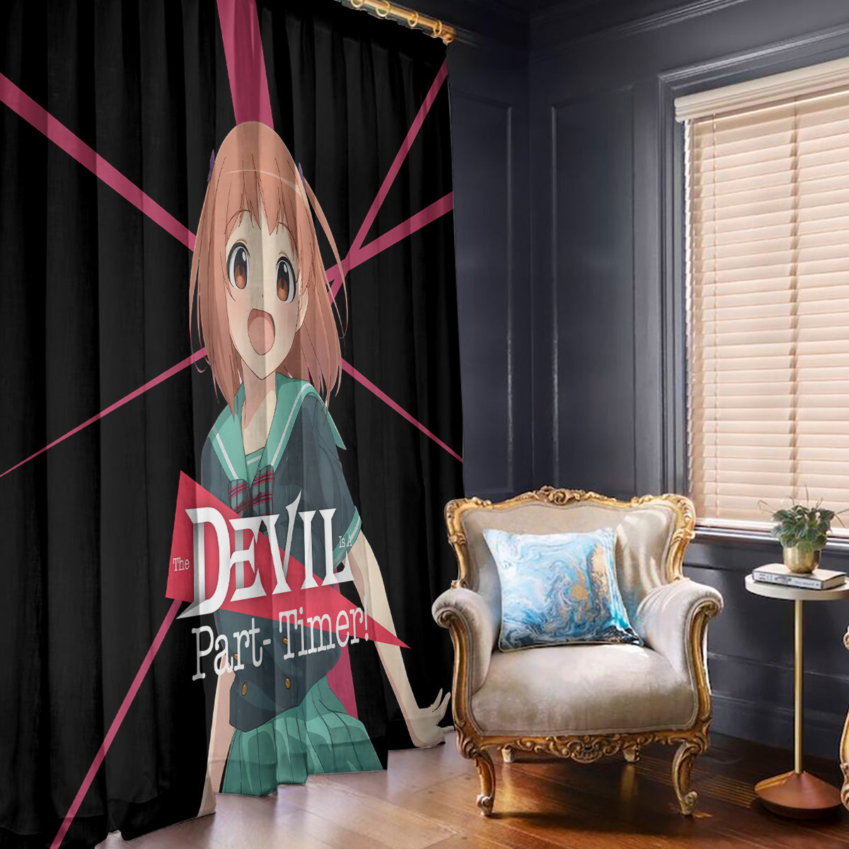 Chiho Sasaki The Devil Part Timer Window Curtain Anime Style