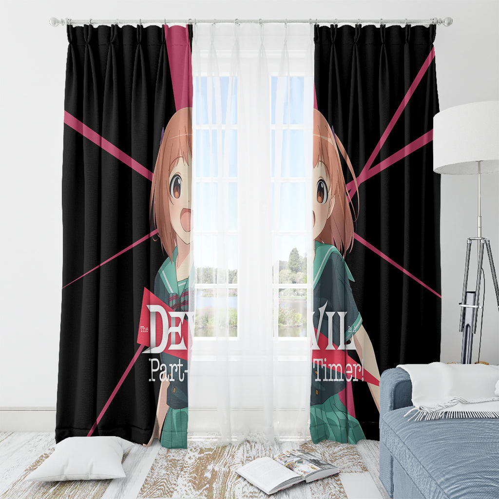 Chiho Sasaki The Devil Part Timer Window Curtain Anime Style