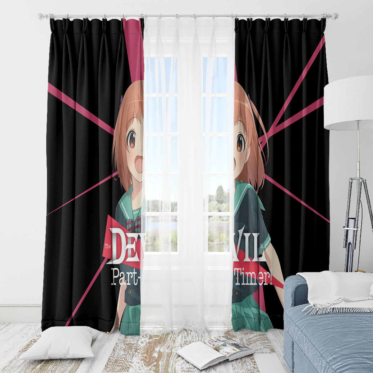 Chiho Sasaki The Devil Part Timer Window Curtain Anime Style
