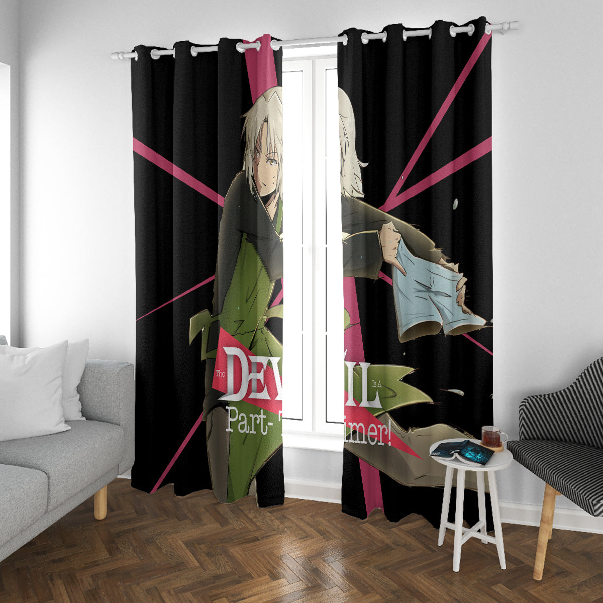 Shiro Ashiya The Devil Part Timer Window Curtain Anime Style