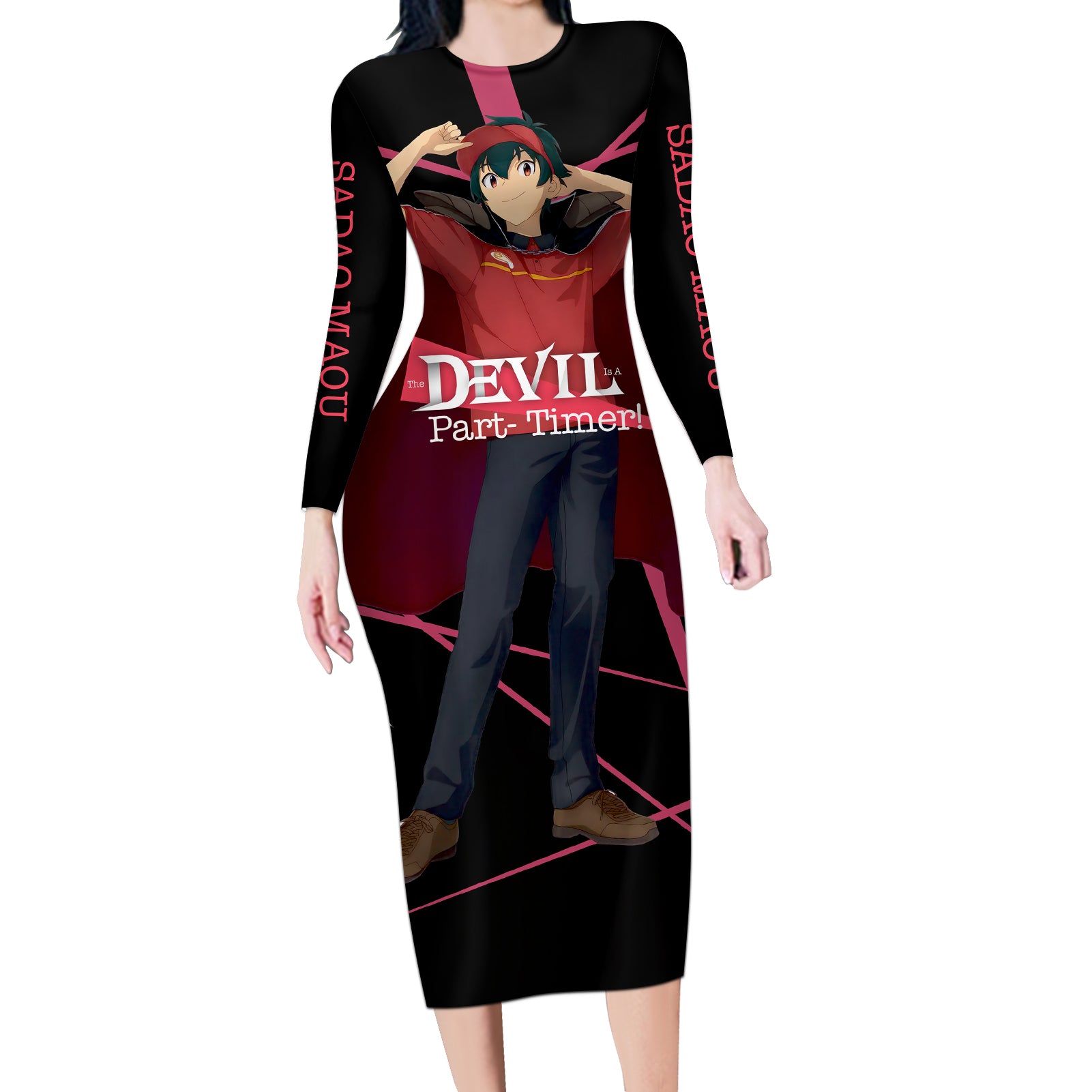 Sadao Maou The Devil Part Timer Long Sleeve Bodycon Dress Anime Style