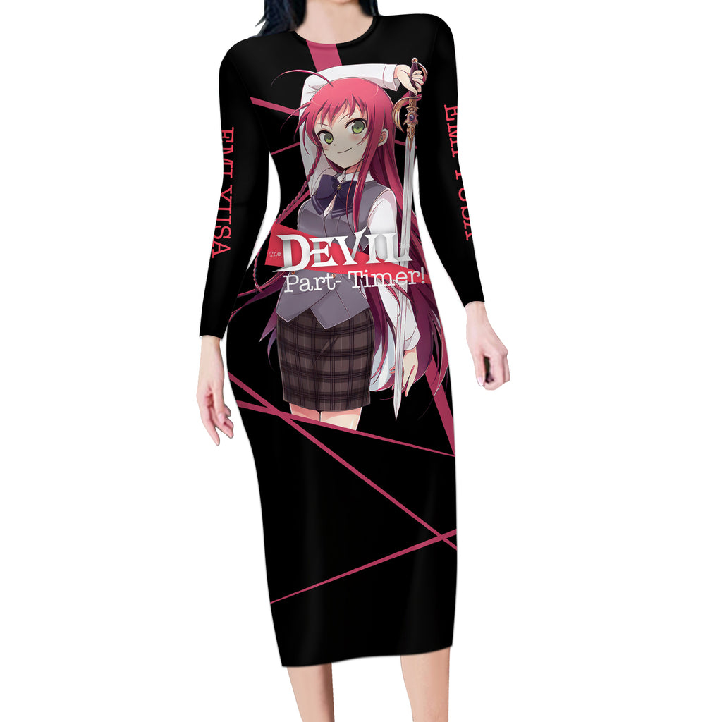 Emi Yusa The Devil Part Timer Long Sleeve Bodycon Dress Anime Style