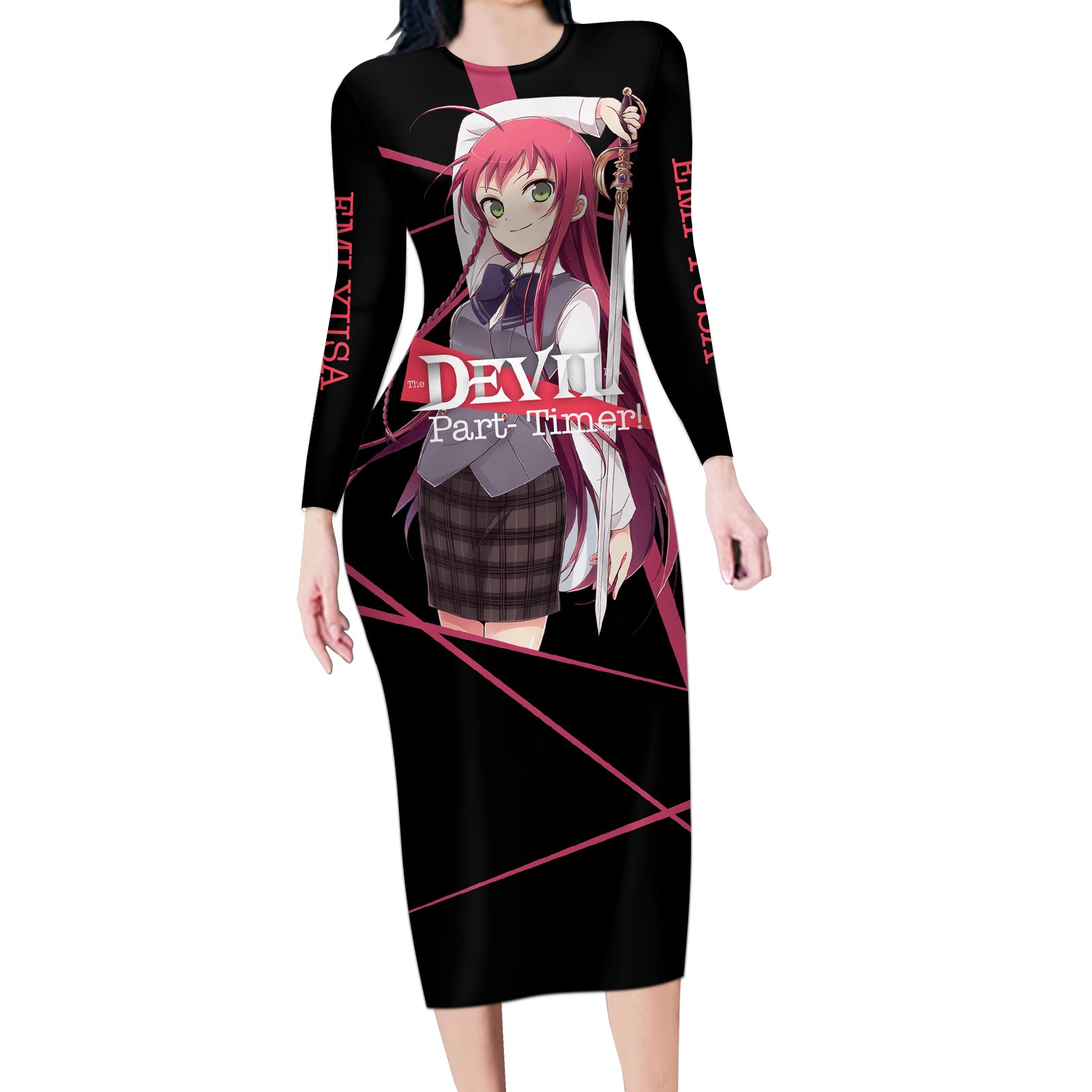 Emi Yusa The Devil Part Timer Long Sleeve Bodycon Dress Anime Style