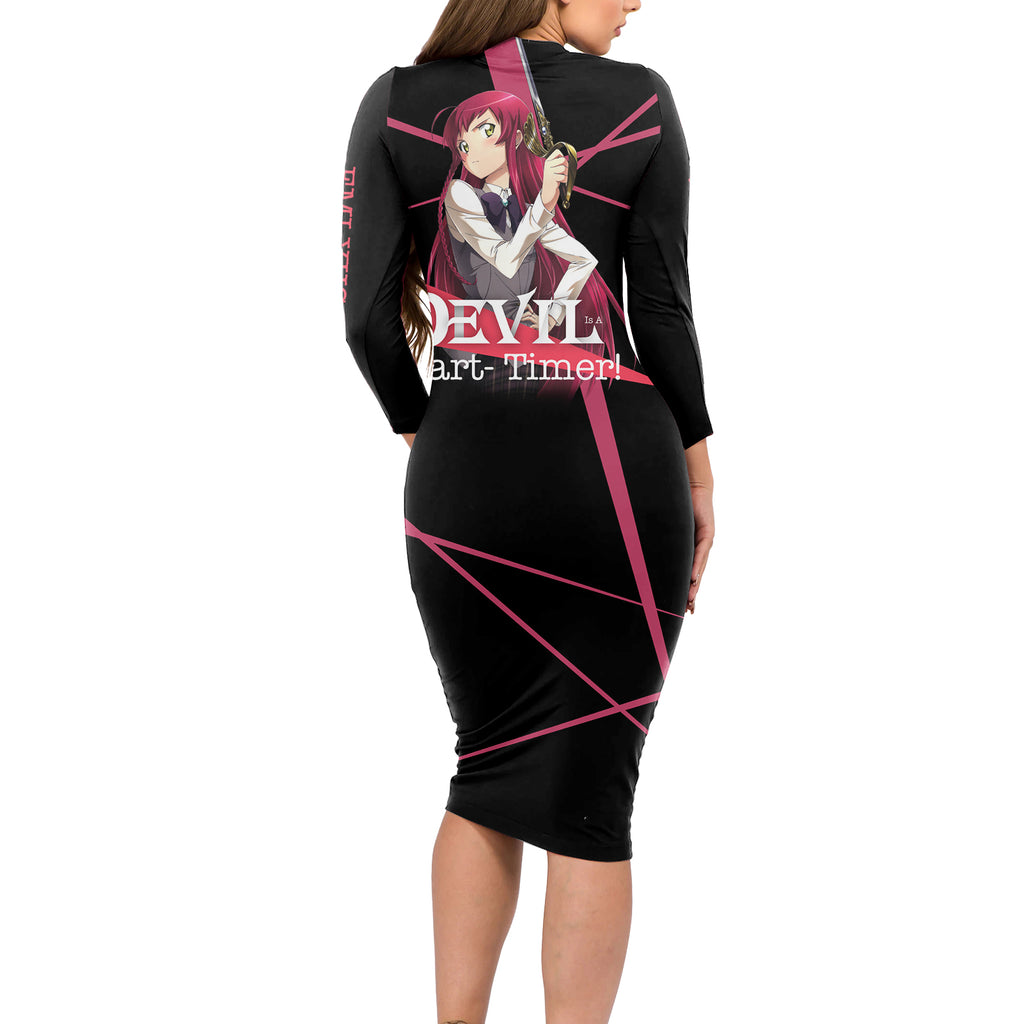 Emi Yusa The Devil Part Timer Long Sleeve Bodycon Dress Anime Style