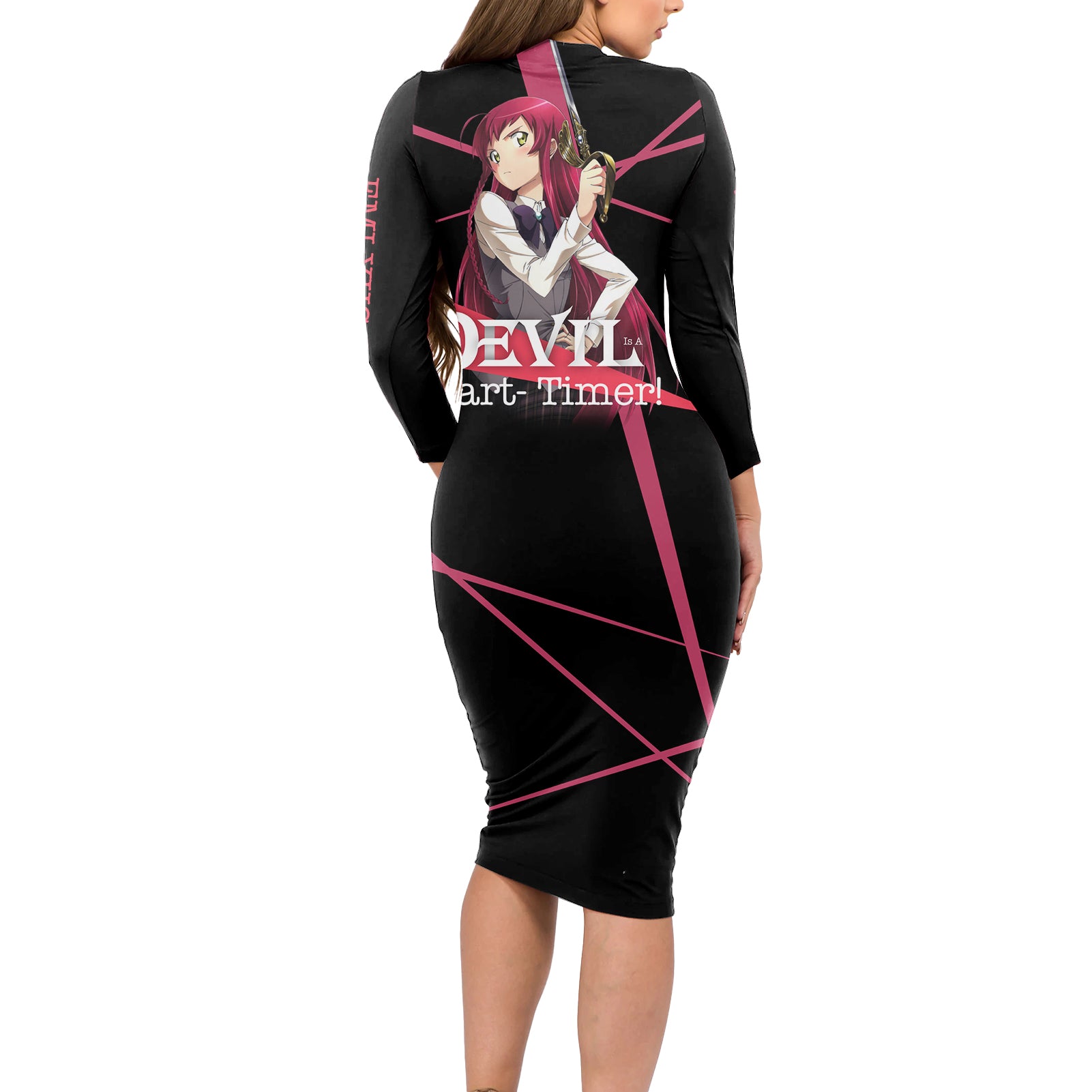 Emi Yusa The Devil Part Timer Long Sleeve Bodycon Dress Anime Style