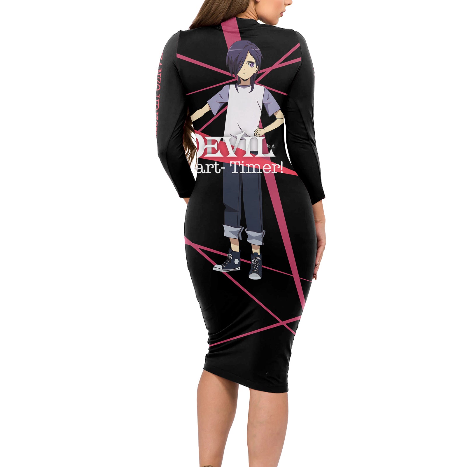Hanzo Urushihara The Devil Part Timer Long Sleeve Bodycon Dress Anime Style