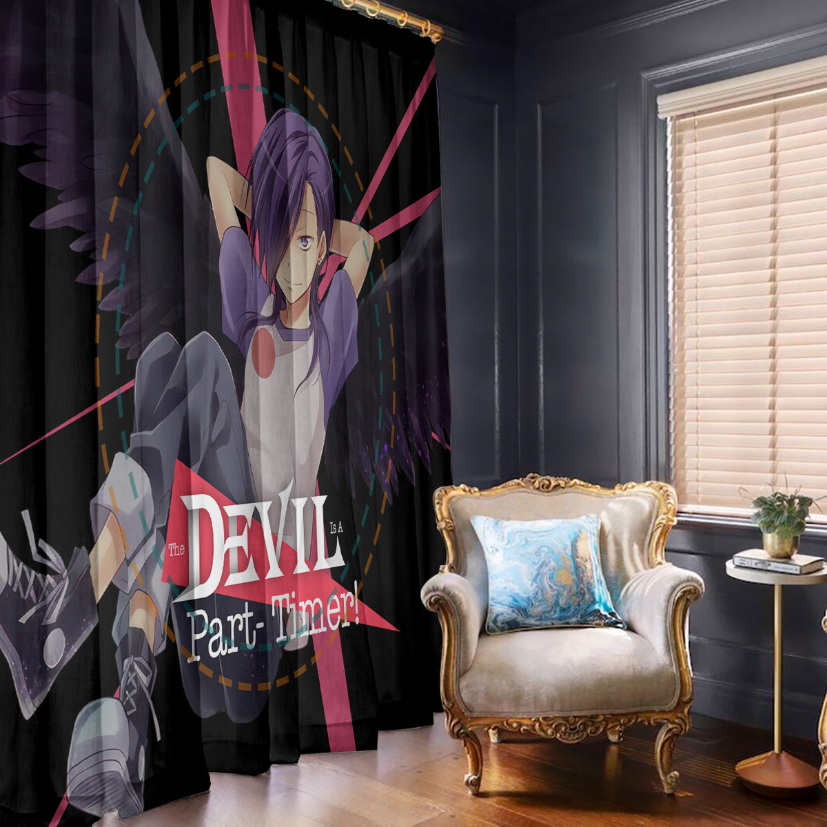 Hanzo Urushihara The Devil Part Timer Window Curtain Anime Style