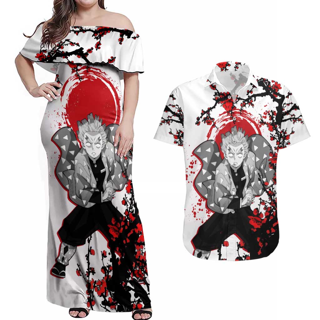Zenitsu Agatsuma - Demon Slayer Couples Matching Off Shoulder Maxi Dress and Hawaiian Shirt Anime Japan Style