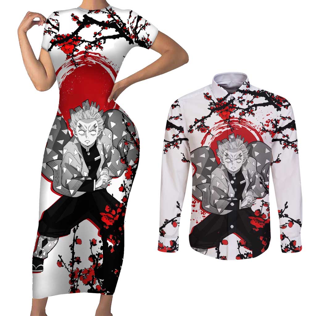 Zenitsu Agatsuma - Demon Slayer Couples Matching Short Sleeve Bodycon Dress and Long Sleeve Button Shirt Anime Japan Style