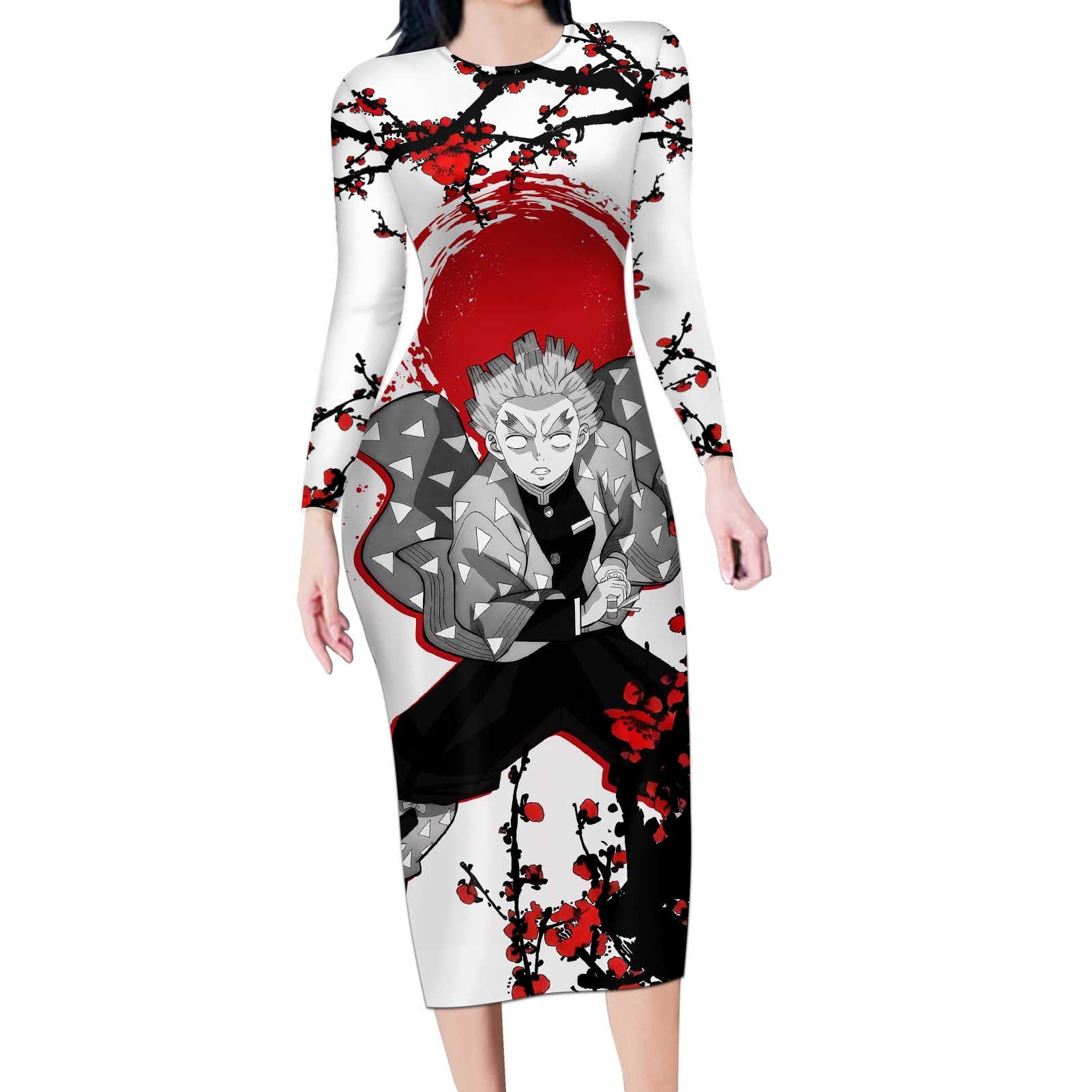 Zenitsu Agatsuma - Demon Slayer Long Sleeve Bodycon Dress Anime Japan Style