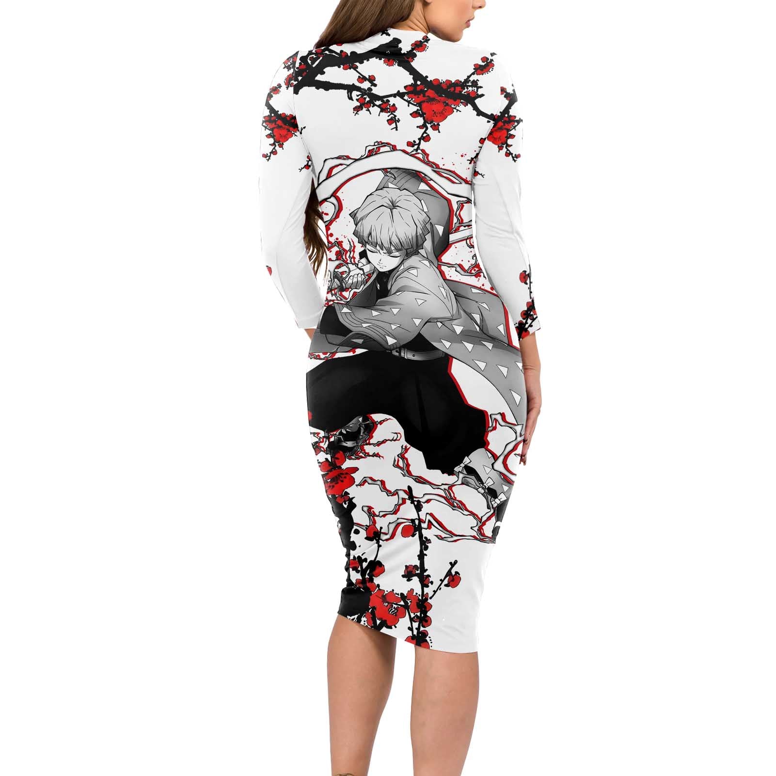 Zenitsu Agatsuma - Demon Slayer Long Sleeve Bodycon Dress Anime Japan Style