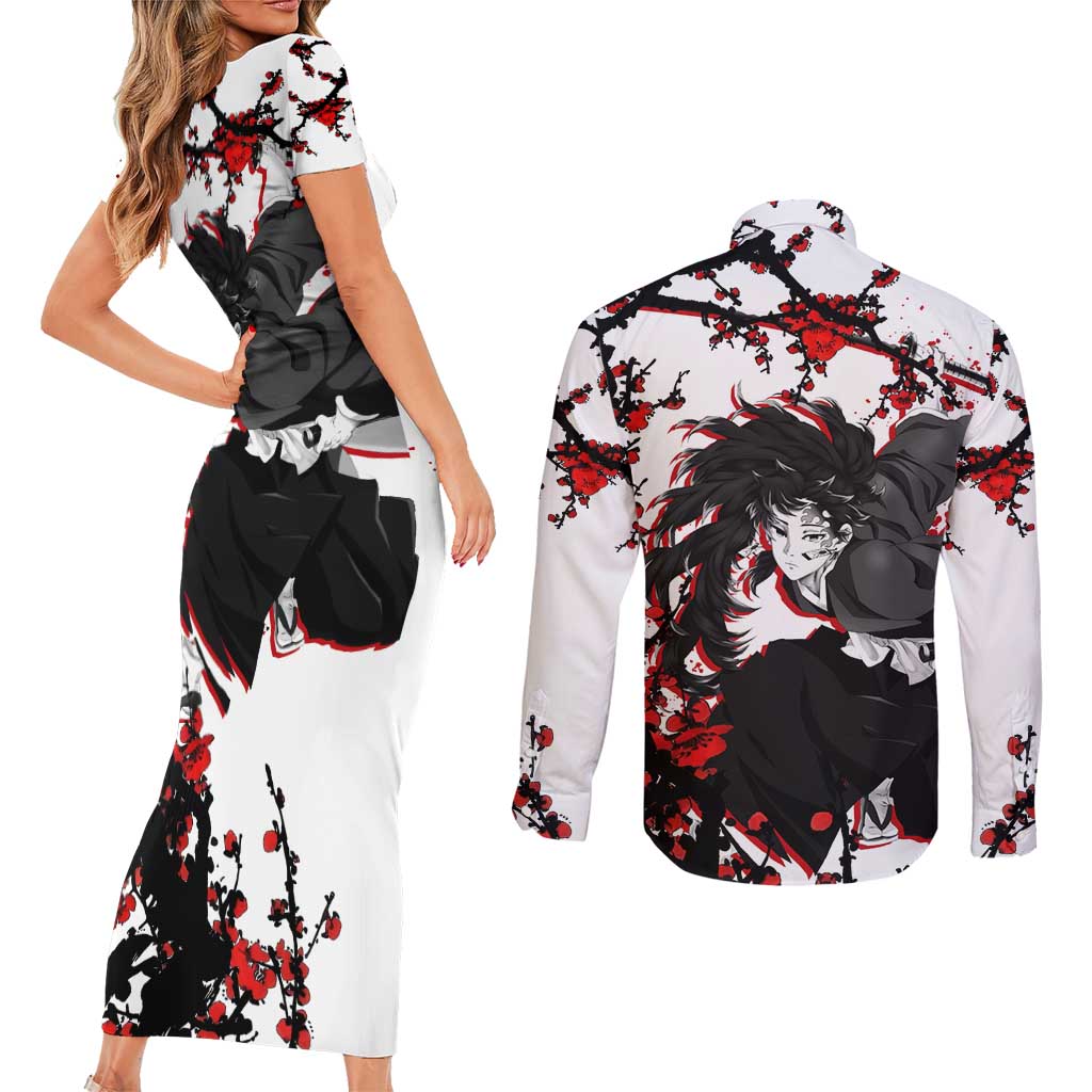 Yoriichi Tsugikuni - Demon Slayer Couples Matching Short Sleeve Bodycon Dress and Long Sleeve Button Shirt Anime Japan Style