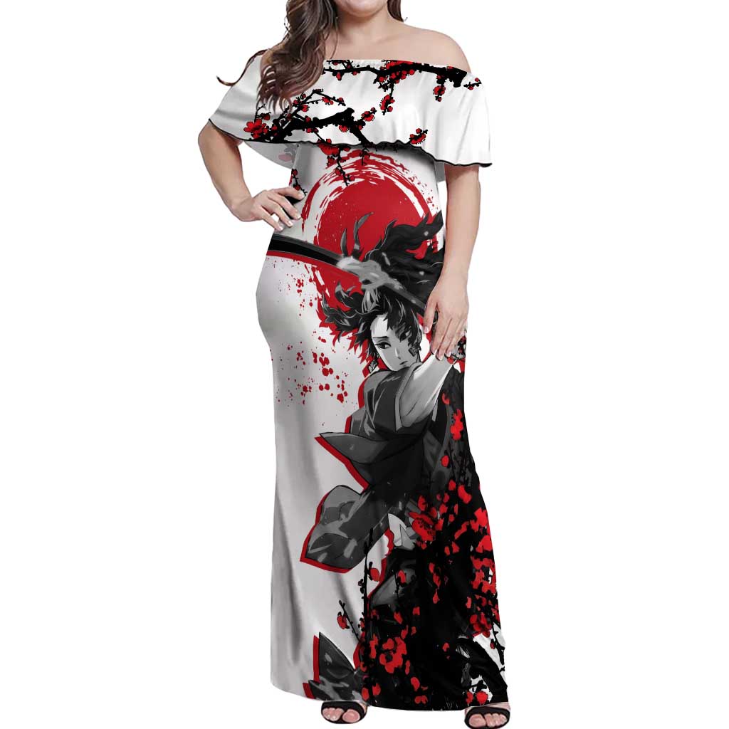 Yoriichi Tsugikuni - Demon Slayer Off Shoulder Maxi Dress Anime Japan Style