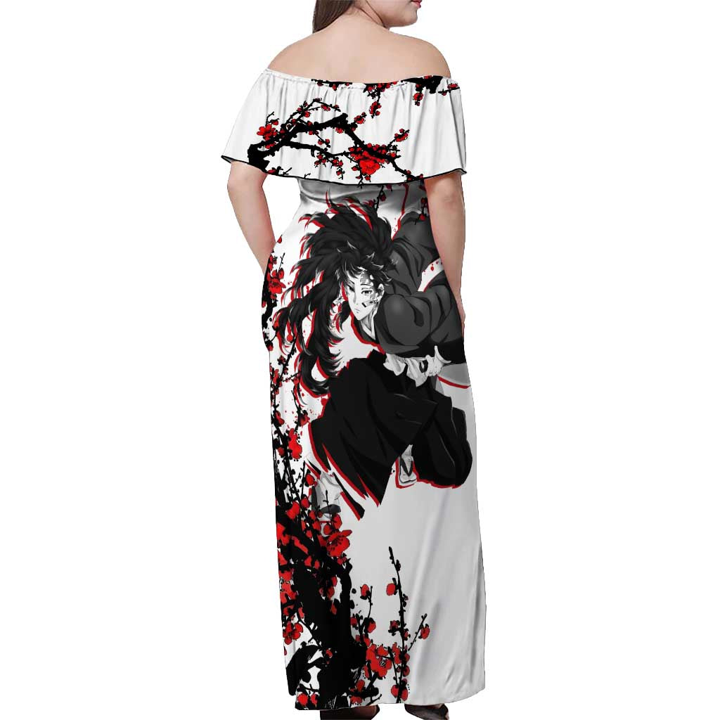 Yoriichi Tsugikuni - Demon Slayer Off Shoulder Maxi Dress Anime Japan Style
