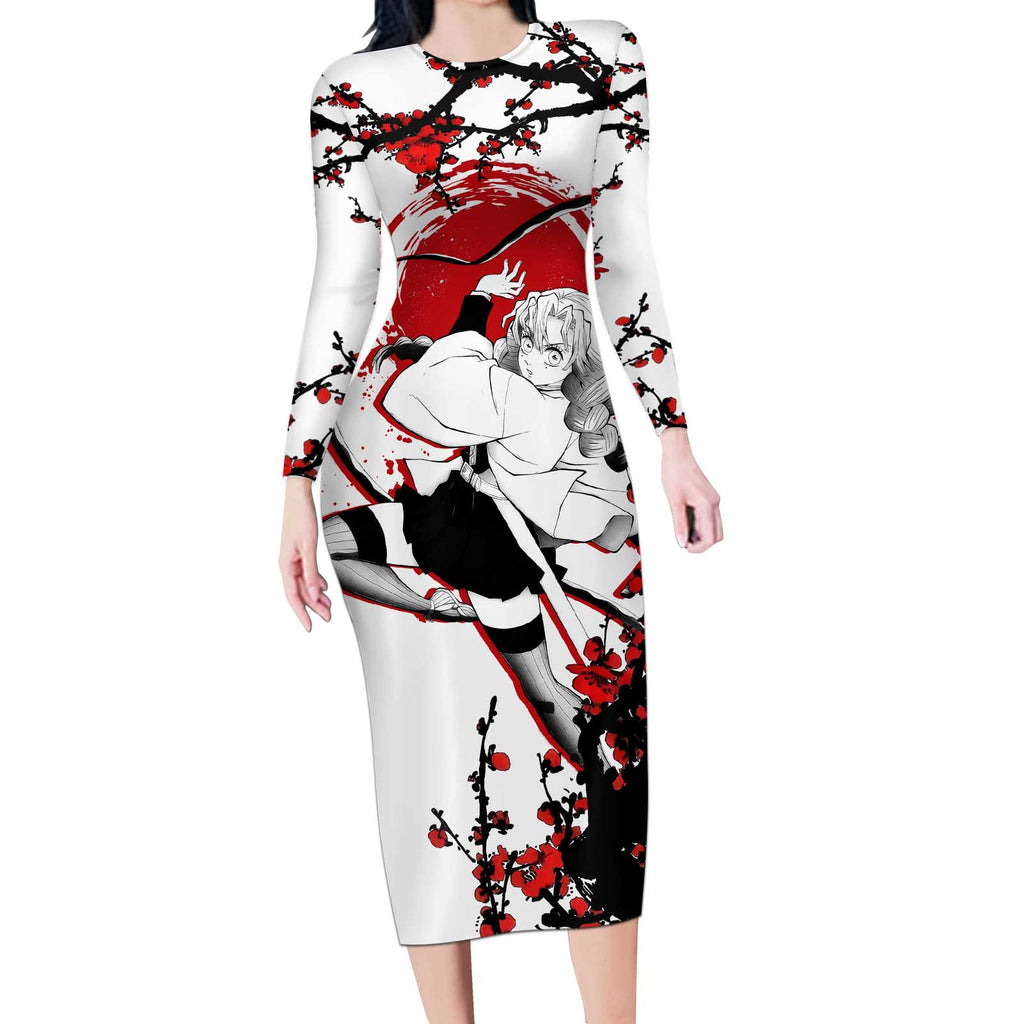 Mitsuri Kanroji - Demon Slayer Long Sleeve Bodycon Dress Anime Japan Style