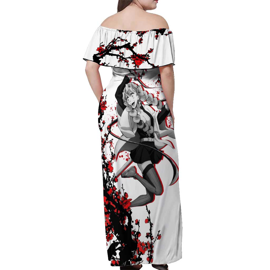 Mitsuri Kanroji - Demon Slayer Off Shoulder Maxi Dress Anime Japan Style