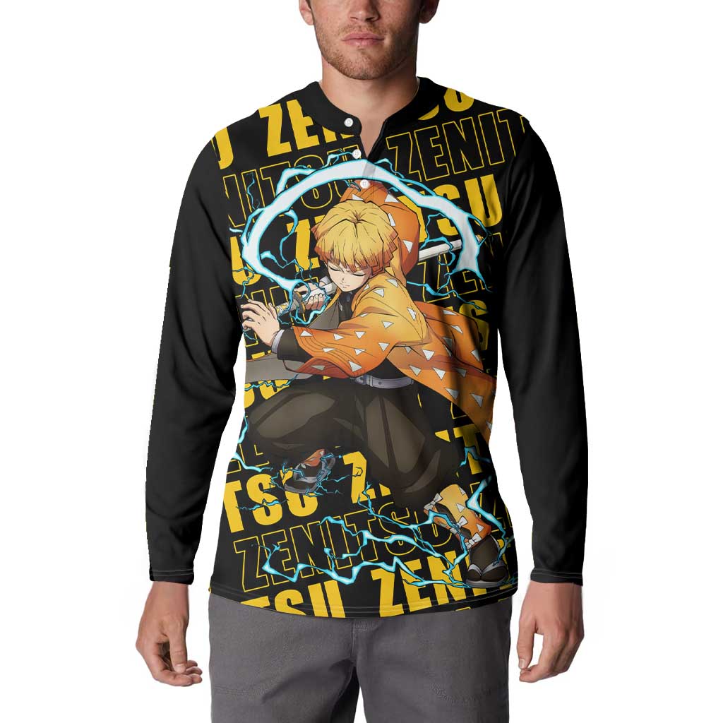 Zenitsu Agatsuma - Demon Slayer Button Sweatshirt Anime Style