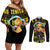 Zenitsu Agatsuma - Demon Slayer Couples Matching Off Shoulder Short Dress and Long Sleeve Button Shirt Anime Style
