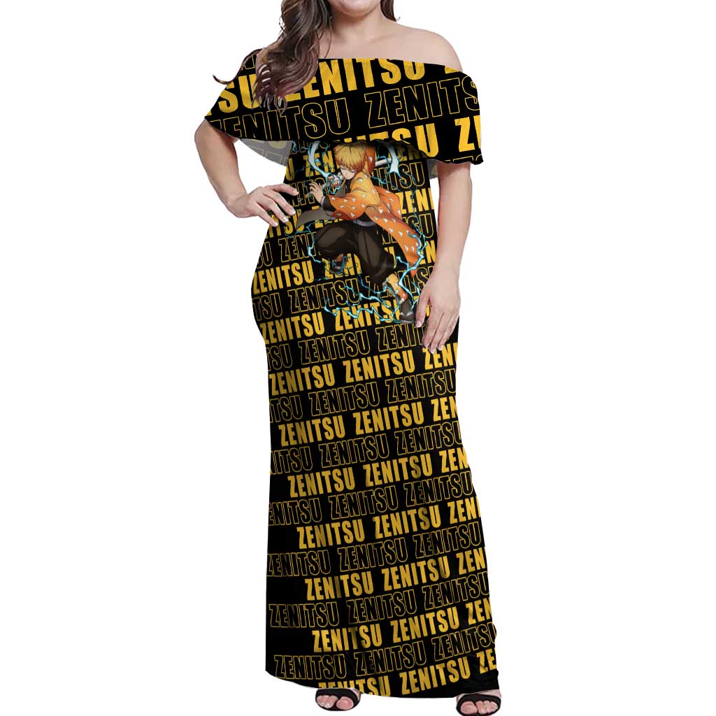 Zenitsu Agatsuma - Demon Slayer Off Shoulder Maxi Dress Anime Style