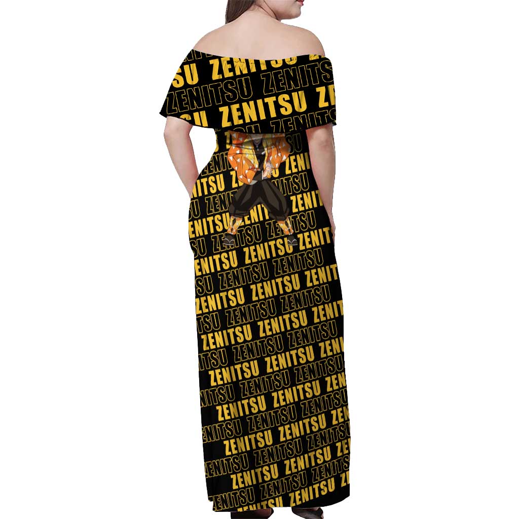 Zenitsu Agatsuma - Demon Slayer Off Shoulder Maxi Dress Anime Style