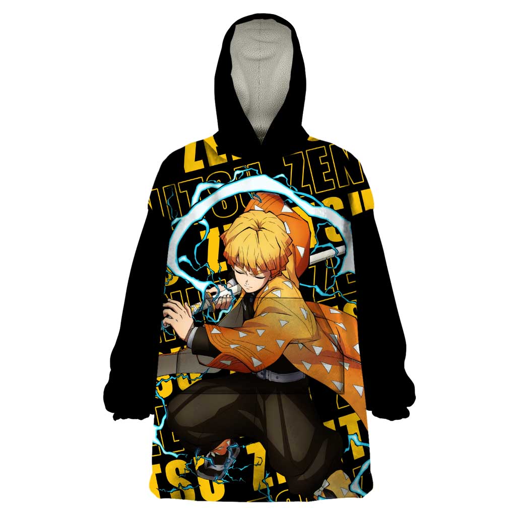 Zenitsu Agatsuma - Demon Slayer Wearable Blanket Hoodie Anime Style
