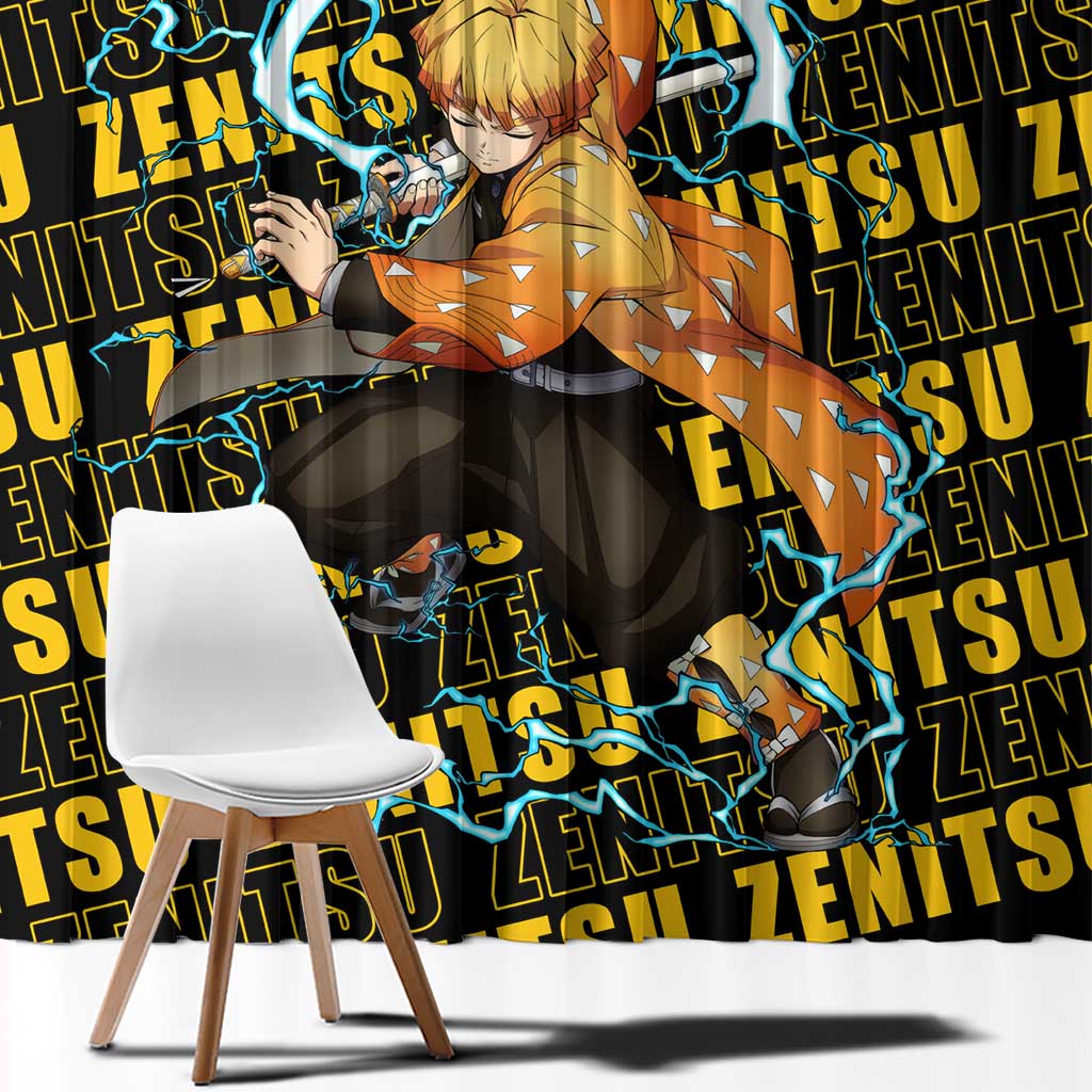 Zenitsu Agatsuma - Demon Slayer Window Curtain Anime Style
