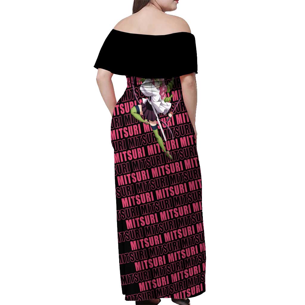 Mitsuri Kanroji - Demon Slayer Off Shoulder Maxi Dress Anime Style