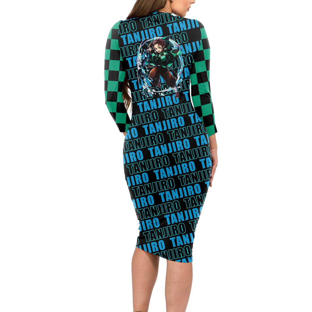 Tanjiro Kamado - Demon Slayer Long Sleeve Bodycon Dress Anime Style