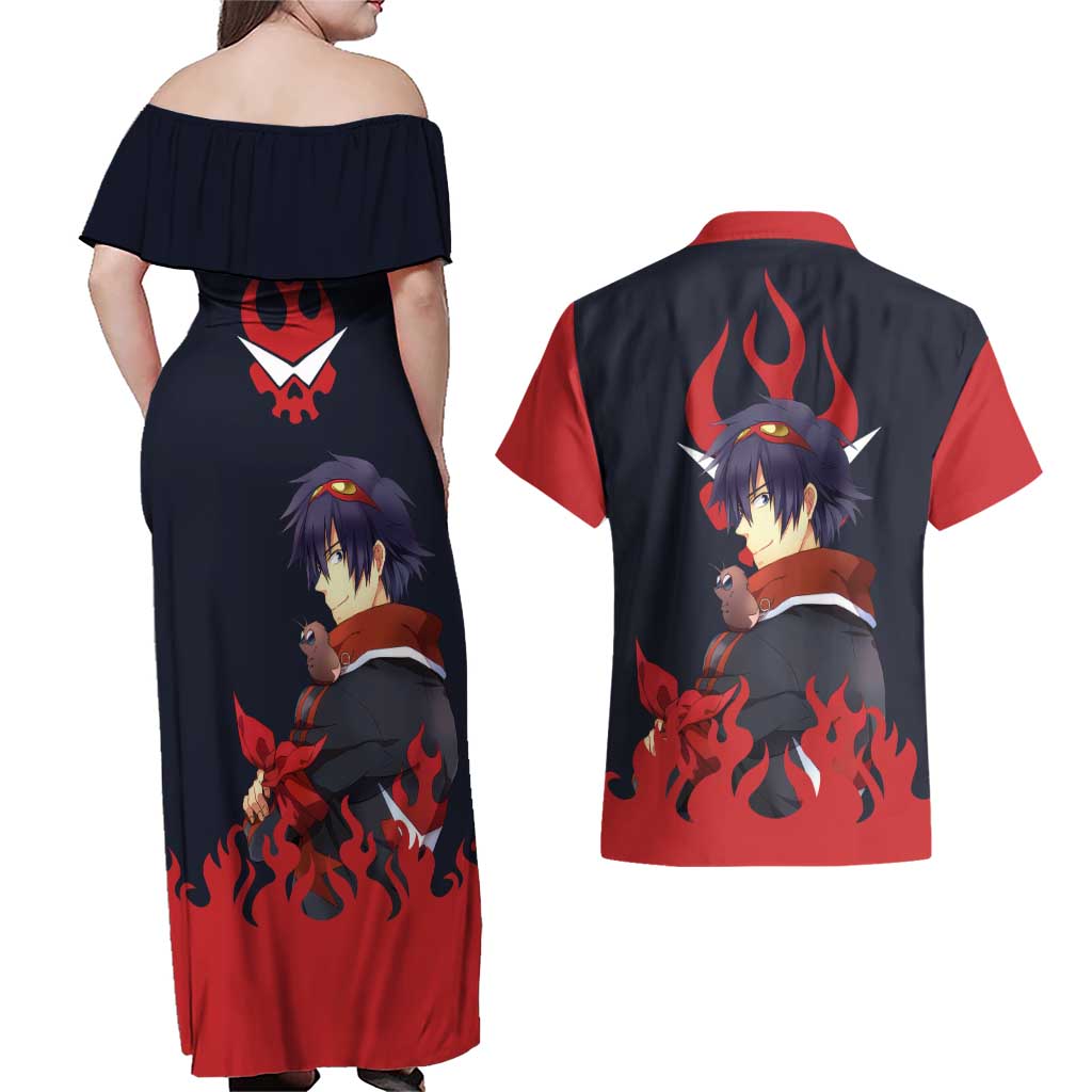 Simon - Tengen Toppa Guren Lagann Couples Matching Off Shoulder Maxi Dress and Hawaiian Shirt Anime Style
