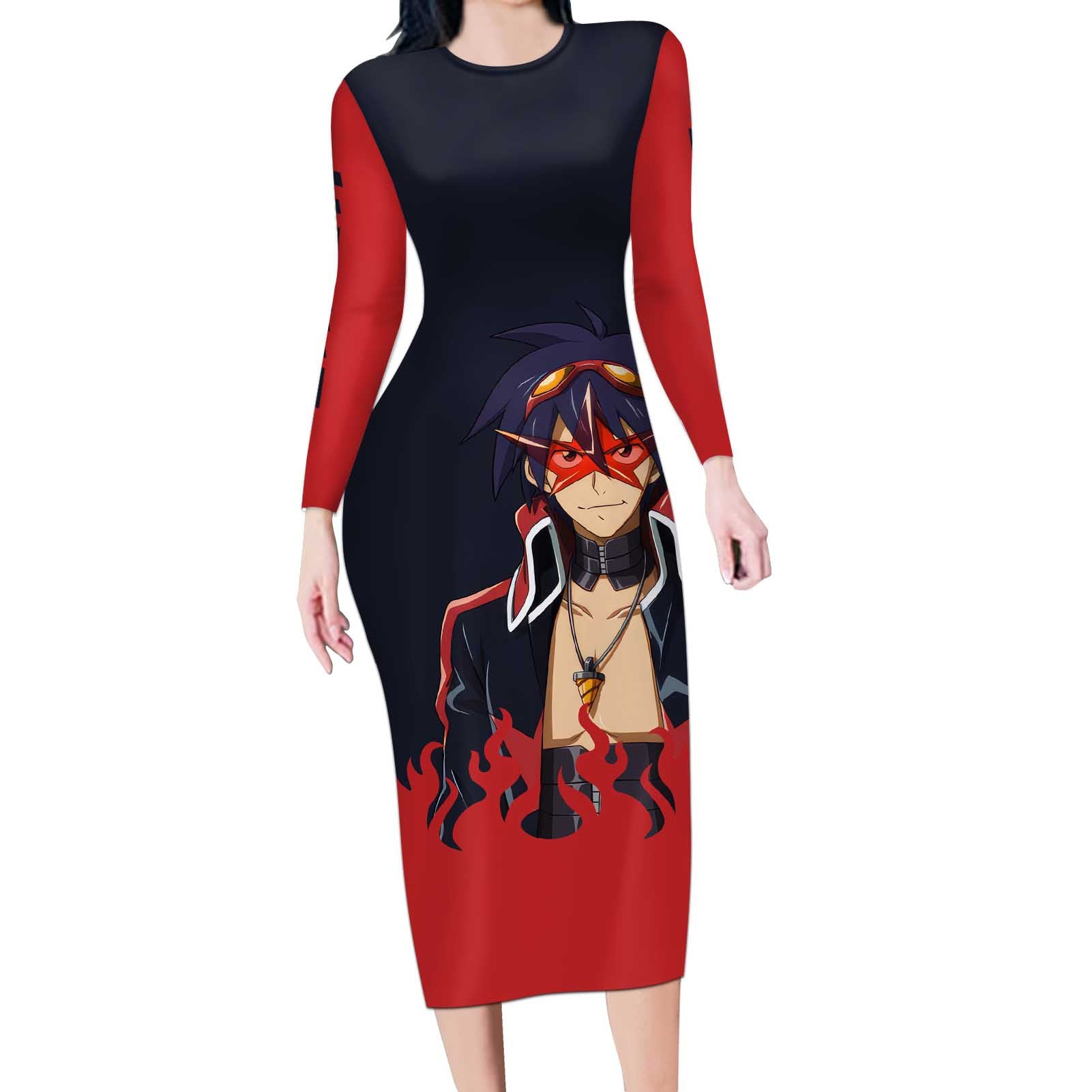 Simon - Tengen Toppa Guren Lagann Long Sleeve Bodycon Dress Anime Style