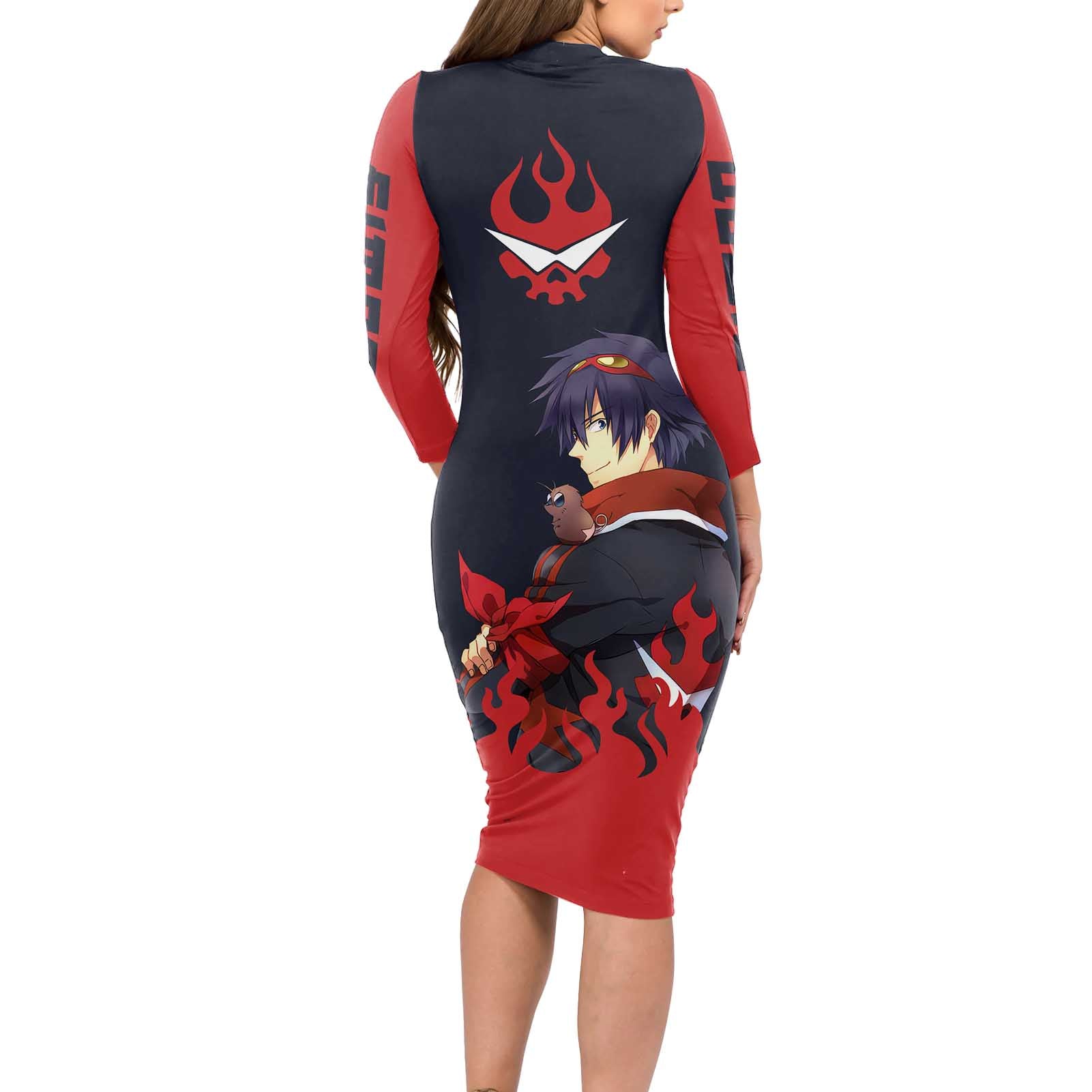 Simon - Tengen Toppa Guren Lagann Long Sleeve Bodycon Dress Anime Style